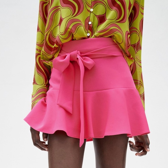 zara bow trim skort